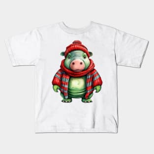 Knitted Christmas Hippo Kids T-Shirt